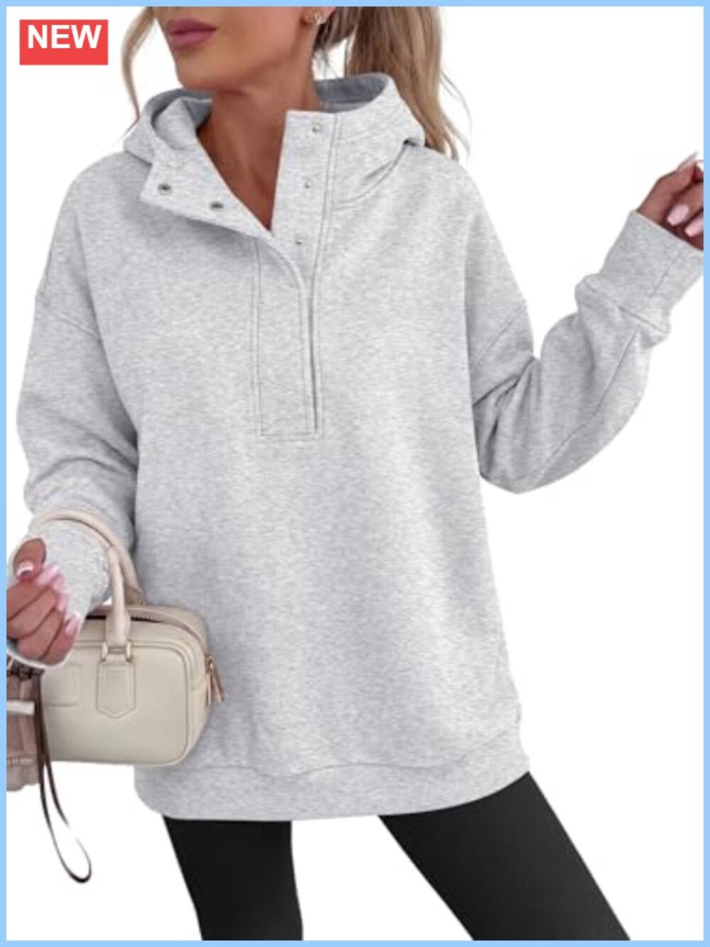 ANRABESS Henley Collar Oversized Sweatshirt